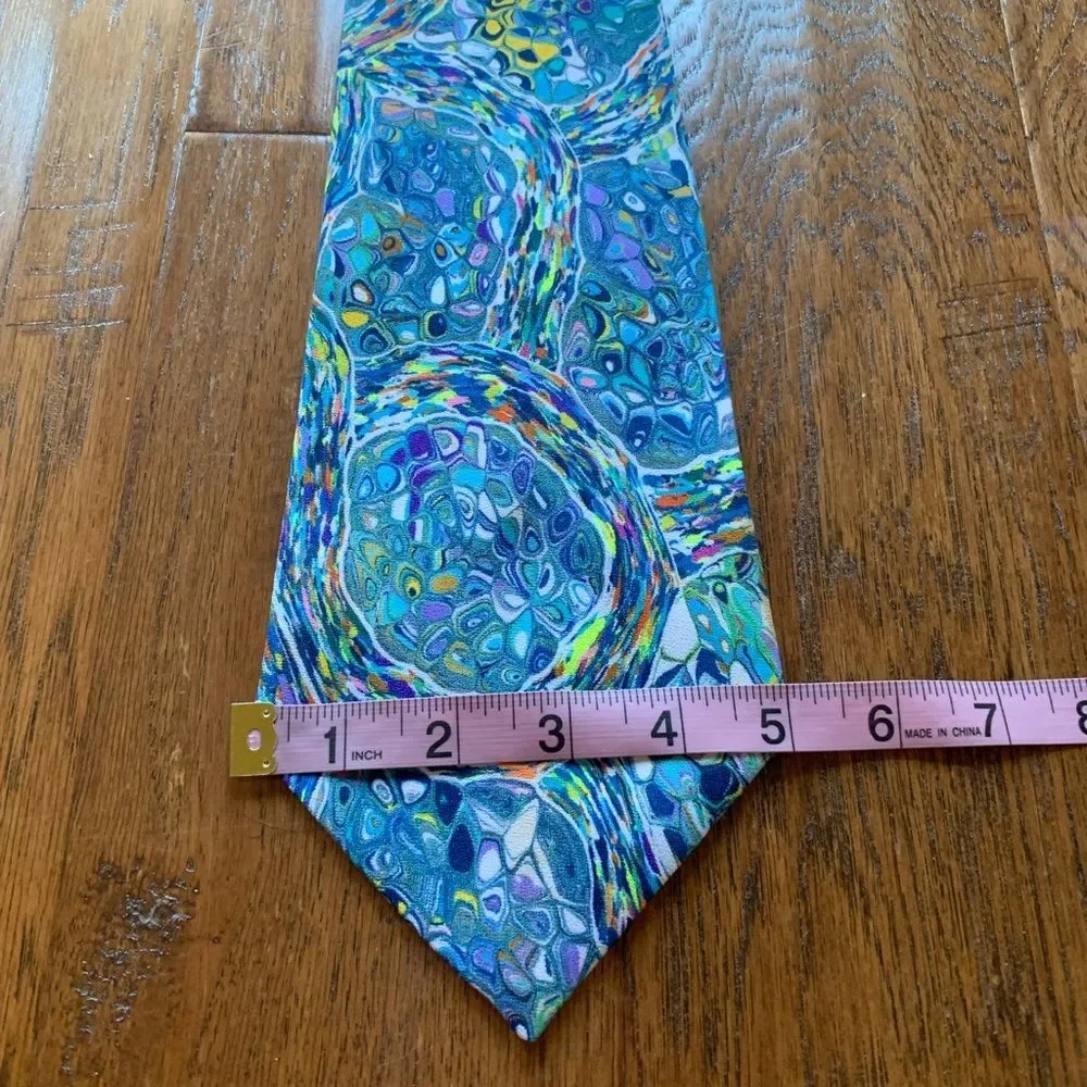 Vintage Continental Necktie Blue Kaleidoscope‎ Inspired Van Gogh Print